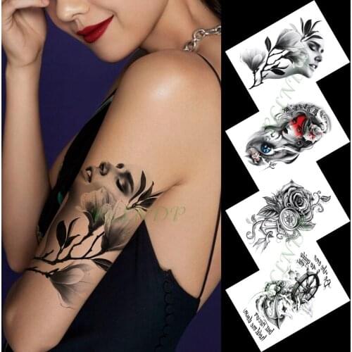 Waterproof Temporary Tattoo Sticker sexy girl flowers compass rudder large tatto flash tatoo fake tattoos for men women
