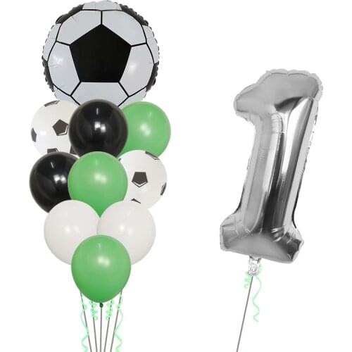 1set 30 inch red silver 0-9 football foil balloon Soccer Globos latex baloon baby shower birthday party decoration supplies