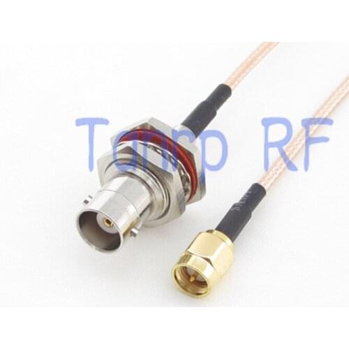 1PCS 3FEET RG316 extension cable BNC female nut bulkhead to SMA male plug RF adapter connector 1M Pigtail coaxial jumper cable