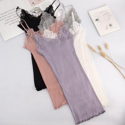 Birdsky, 1PC Women camisoles, spaghetti strap vest, V neck sexy lace ruffles rib tanks tops, 5 solid colors. OR-30