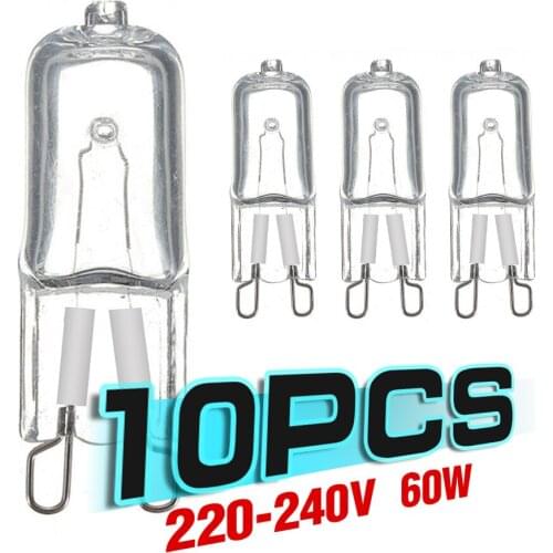 10pcs 20W/25W/40W/60W G9 Halogen Bulb Lamp For Wall Lamps 220V 2900K Warm White Halogen Light Clear Glass Each indoor lighting
