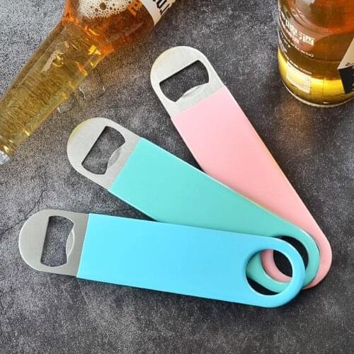 100pcs Durable Beer Bottle Opener Stainless Steel Flat Speed Bottle Cap Opener Remover Bar Blade Kitchen Tools NO30
