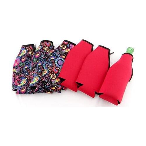 200pcs/lot Custom Neoprene SBR Red Colour Beer bottle Holders with Customized LOGO/Pattern Print Beer Bottle Sleeve Cover Bag