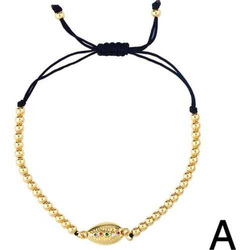 2021 Fashion Cute Jewelry Cross Shell Paved Rainbow Cubic CZ Crystal Adjustable Dainty Chain Pull Bracelet For Women Girl Gift