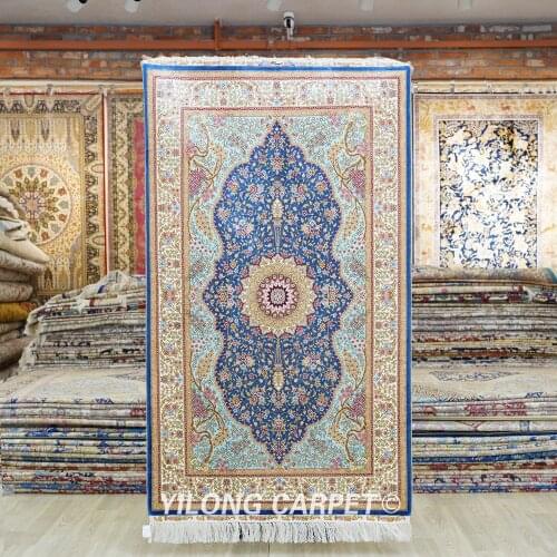 Yilong 3'x5' Tabriz silk carpet handmade exquisite traditional hereke silk rugs (ZQG459A)