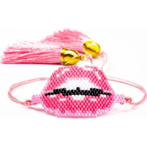 5pcs/lot Handmade Jewelry Lips Miyuki Bracelets Adjustable Tassel Bangles Women Jewelry
