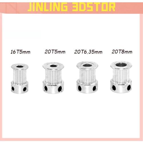 5pcs GT2 Timing Pulley bore 5mm 6.35mm 8mm fit for GT2 belt width 9MM/10mm for CNC 3D printer parts (GT2 16 / 20teeth)