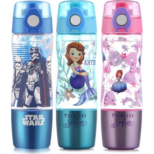 450ml Disney princess water bottle children portable Frozen Elsa water kettle student outdoor cartoon cup boy girl drink cup