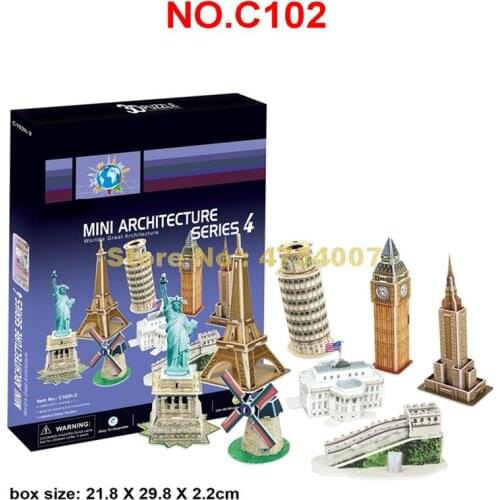 60pcs world famous architecture set collection 3d paper modal puzzle Toy