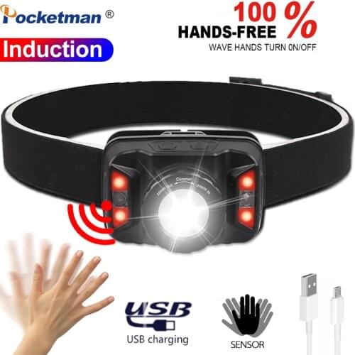 7000LM Body Motion Sensor Headlamp USB Rechargeable Headlight Waterproof Head Lamp Powerful Head Light with Built-in Battery