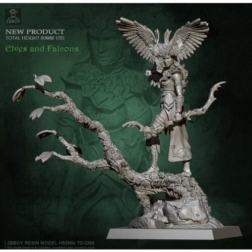 80mm Resin moeld Kits Eagle Huntress figure self-assembled TD-2366