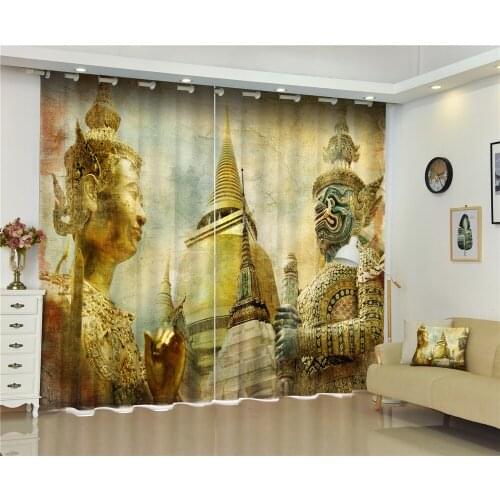 Architecture sculpture Luxury Blackout 3D Window Curtains Living Room Bedroom Drapes Cortinas Rideaux Customized size pillowcase