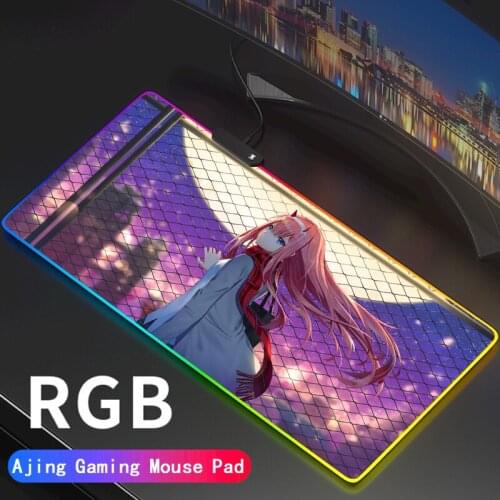 Zero Two Large Gaming RGB Mousepad XL Gamer Mat Mouse Pad for Darling In The Franxx Computer Led Backlight XXL Keyboard Desk Mat