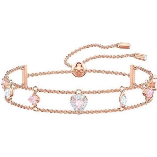Bracelet Romantic Charming Double-deck Pink Colour Heart-shaped Women Factory Jewelry Boho
