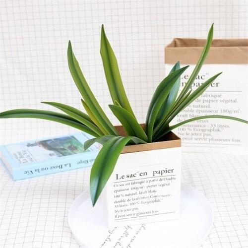 Artificial flower PU green planting orchid leaves Home living room floor vase decorative fake leaves Wedding DIY road decoration