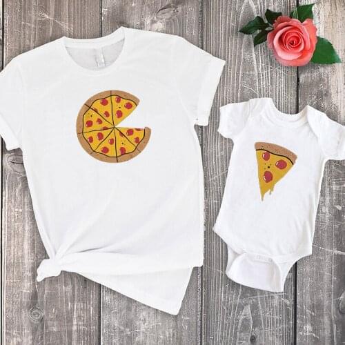 Fashion 2020 Matching Family Shirts Set Family Clothing 2020 Dad Baby Son Daughter M Pizza Pie & Slices Print Tshirts