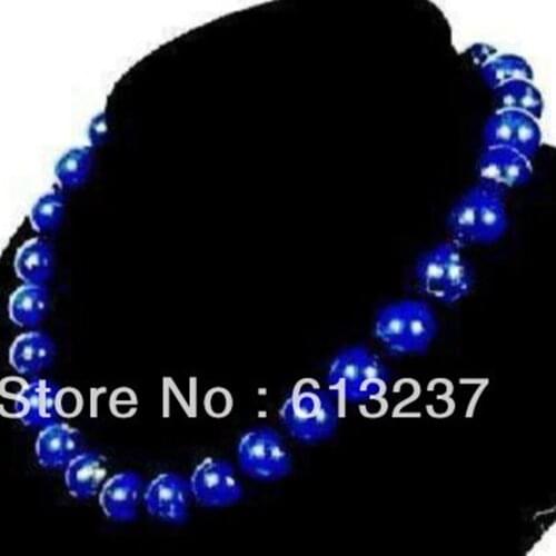 Fashion Style 12mm newly gyptian lapis lazuli stone beads making charms necklace 18" MY4506