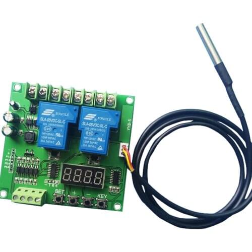Temperature Controlled Two/Dual Relay Switch Module DS18B20 Temperature Controlled Motor CW/CCW DC12/24 v