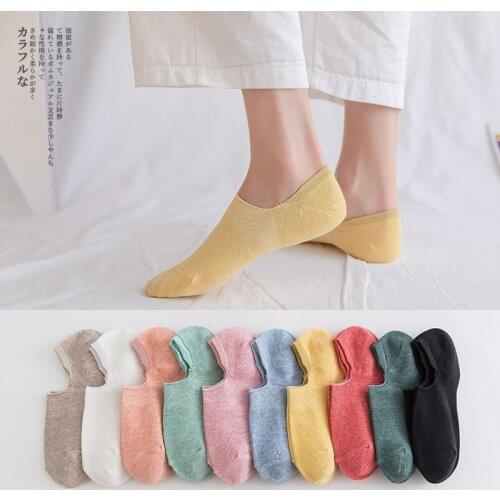 Womens socks spring and summer new cotton boat socks womens solid color invisible socks low-cut shallow breathable socks