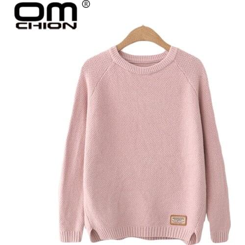 OMCHION Roupas Feminina 2018 Autumn Winter Harajuku Women Sweaters And Pullovers Casual Slim Solid Split Korean Knitwear LMM147