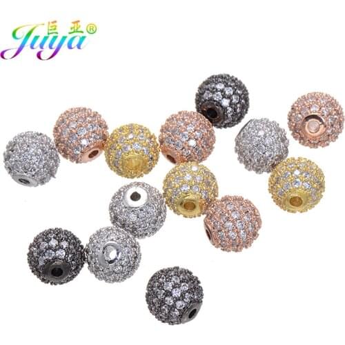 Wholesale 8mm 10mm 6pcs/lot Paved Rhinestone Metal Hole Ball Beads Accessories For Women Beads Bracelets Earrings DIY Making