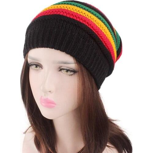 2021 Acrylic Autumn winter Color striped Thicken knitted hat warm hat Skullies cap beanie hat for Men and Women 33