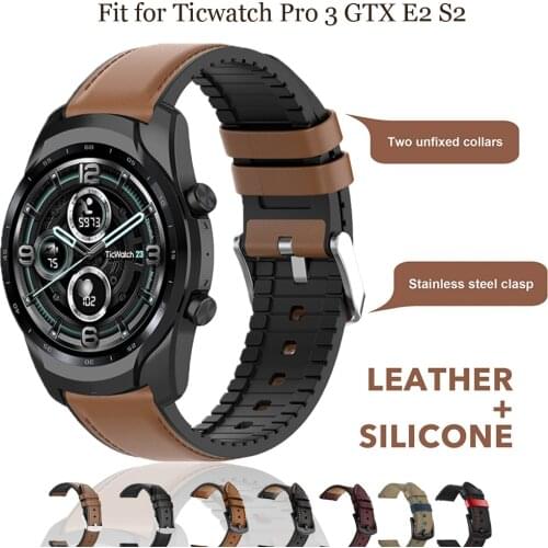 Strap For Ticwatch Pro 3 GPS 2020 3 LITE Replacement Leather Silicone Bracelet for ticwatch GTX E2 S2 Smart Watch Band Wristbelt
