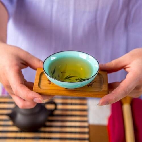Jusen Blue-Green Porcelain Under Glazed Teacups Multiple Shapes Teaware Lotus Flower Fish Teasets Ceramic Tazas Accessorise