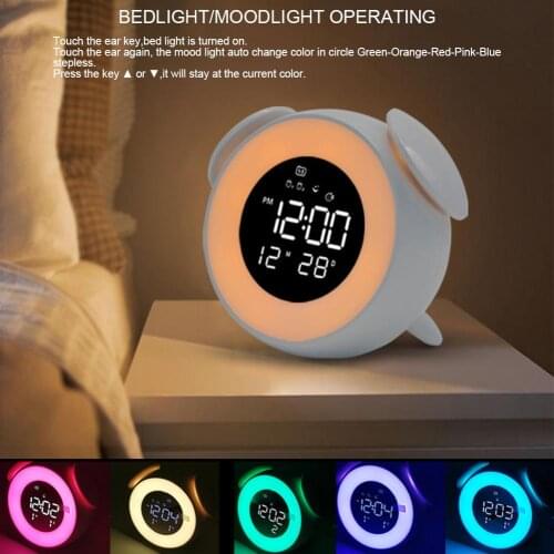 LED Digital Clock Wake Up Light Alarm Clock Table Lamp with Sunset Mode Night Light for Childrens Bedroom Decoration Desk Clock