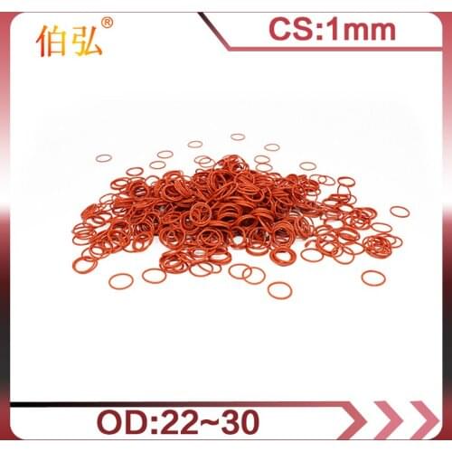 5PCS/lot Red Silicon O-Ring Silicone/VMQ 1mm Thickness OD22/23/24/25/26/27/28/30/34mm O Ring Seal Rubber Gasket Rings Washer