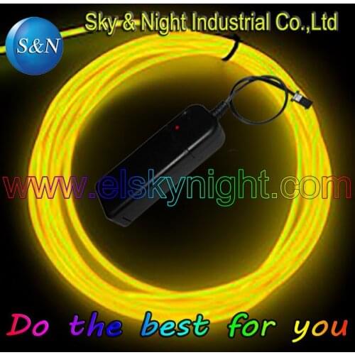 High Quality Yellow 4M Flexible Neon Light EL Wire Rope Tube with Controller