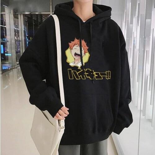 Japanese Anime Haikyuu Shoyo Hinata Hoodies Harajuku Cartoon Kawaii Printing Women Hip Hop Winter Oversized Streetwear Hoodies
