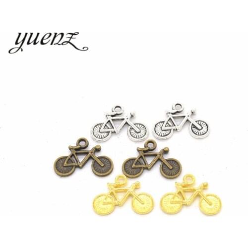YuenZ 15pcs Antique silver color Metal alloy bicycle Charms Pendants Necklace Beads for DIY Big Hole Beads Bracelets Charms J104