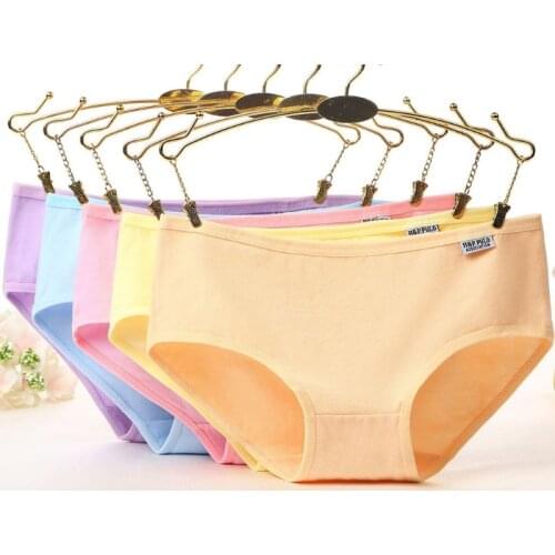 Women 2XL Size Cotton Briefs Candy Solid Color Panties Low Waist Underwear Soft