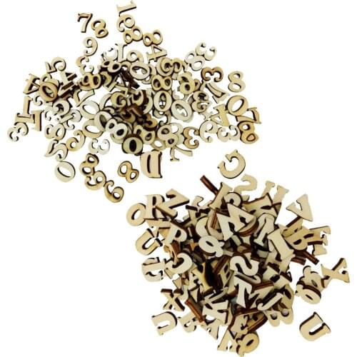 100 Pieces Mixed Wooden Shapes Letters Alphabet Embellishments for Crafts