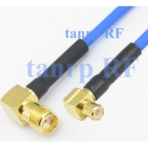 15CM coaxial Sexi Flexible blue jacket jumper cable RG405 6in SMA female to MCX male both right angle RF 3G 4G router WIFI