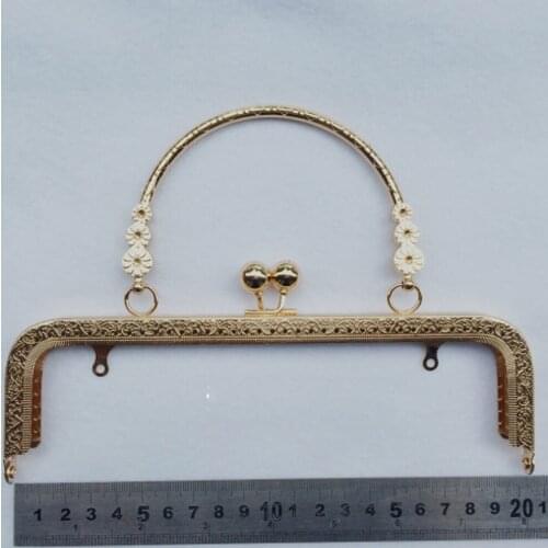 20.5cm golden color women diy hand bag making metal clasp knurling purse frame 3pcs/lot