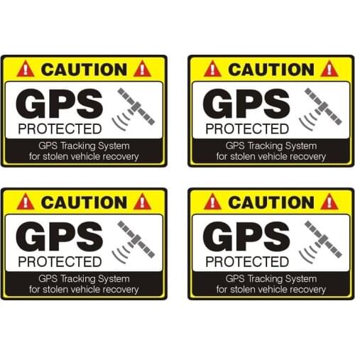 12CM*8.1CM 4 Pcs CAUTION GPS PROTECTED Car Sticker Reflective Motorcycle Parts