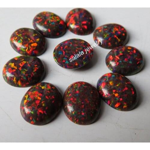 50pcs/lot 10x12mm Oval Opal OP20 Multi Cherry Opal Synthetic Oval Cabochon Fire Opal Stone Oval Cabochon Opal