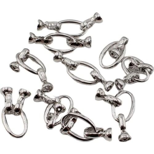 APDGG 10 Pcs Jewelry Findings Circle Oval Copper Gold Plated Clasps For Pearl Bracelets Necklaces Making DIY Craft Accessories