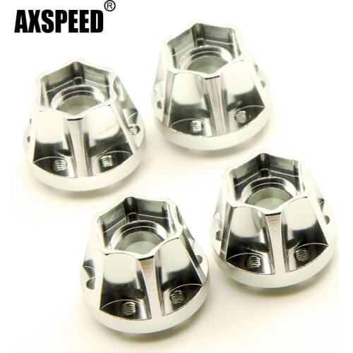 AXSPEED 4Pcs Black/Silver Wheel Hex Hubs Hexagon Adapters for AXIAL SCX10 RC 1/10 Crawler Car 1.9 inch Wheel Rims