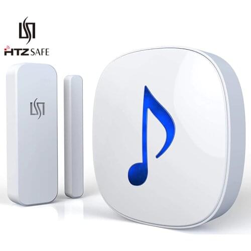 HTZSAFE Wireless Door/Window Sensor Alarm System-200 Meters Transmission Range-35 Optional Melodies & 4 Adjustable Volume