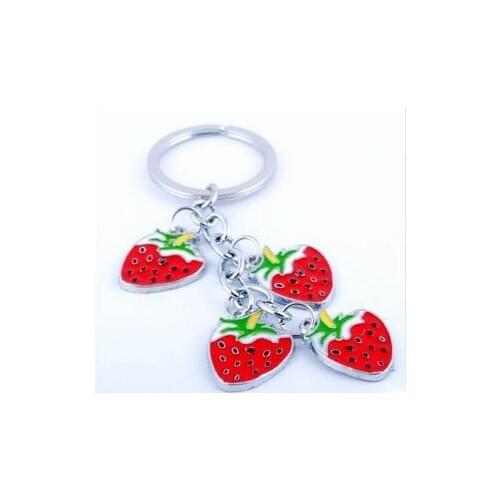 Strawberry keychain cute key ring for women nocelty items free shipping innnovative trinket gadget christmas gift