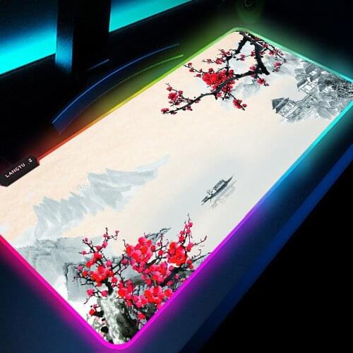 RGB Ancient Chinese Style Large Gaming Mouse Pad LED Gloway Memo Pad Gamer Computer Desk Pad Pad Gamer Carpet Xxl Mousepad