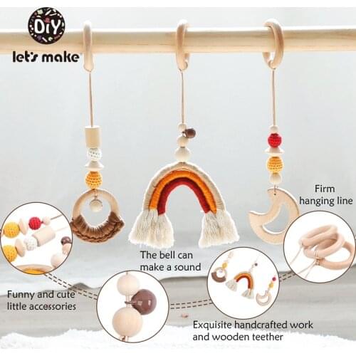 Lets Make Baby Toys 0-12 Months Mobile On The Bed Childrens Toys Hanging Animal Rainbow Educational Wooden Rattles Bed Bell