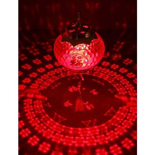 Chinese New Year Childrens Portable Glowing Red Lantern Crystal Fu Character