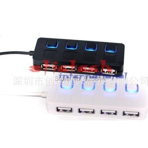 By dhl or ems 100pcs Mini 4 Ports USB Hub 2.0 Multi USB 2.0 Hub USB USB Splitter On/Off Switch For Laptop PC Notebook Computer