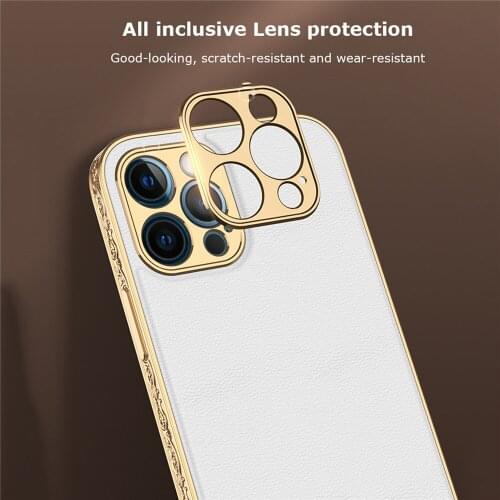 Electroplating Mobile Phone Cover Plain Leather All-Inclusive Embossed Phone Case for Iphone 12 Iphone 12pro Iphone 12promax