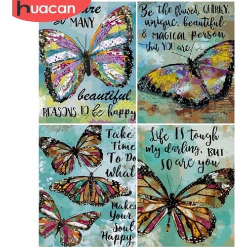 HUACAN Paint By Number Butterfly Drawing On Canvas Gift DIY Pictures By Numbers Animal Kits Hand Painted Painting Art Home Decor