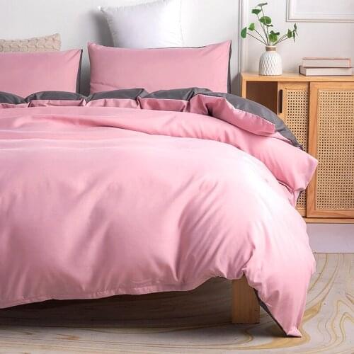 Pure Hue Duvet Cover Sets Bed Linen Bedding Set Quilt/Comforter case Pillow Covers King Queen 220x240cm Pink Color Home Textiles